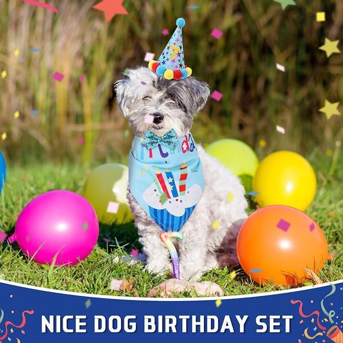 Weewooday Dog Birthday Party Supplies Birthday Boy Girl Cake Bandana Triangle - Image 2