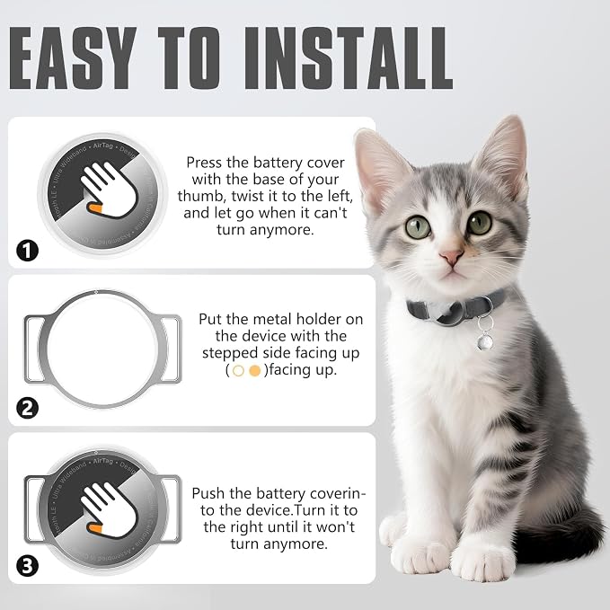 AirTag Cat Collar, Ultra Elastic Cat Tracker Collar, Airtag Holder Compatible - Image 4
