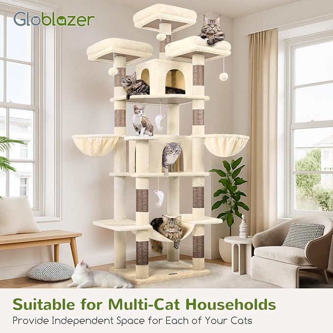 Globlazer Big Cat Tower for Indoor Cats, 80inch Cat Tower for Multiple Adult - Image 7