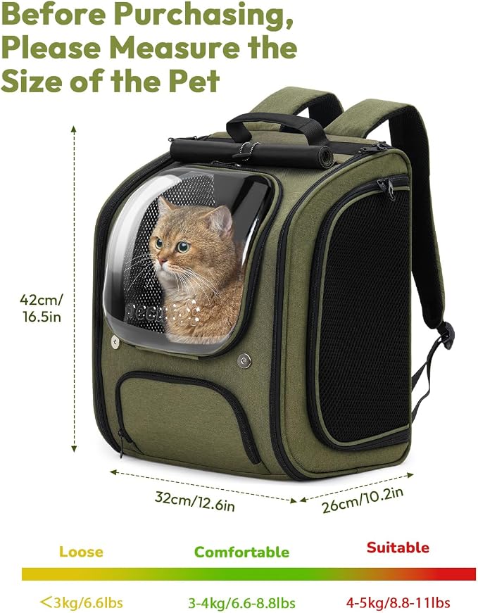 Pecute Cat Backpack Carrier, Large Space Cat Bubble Backpack, Breathable Cat - Image 9