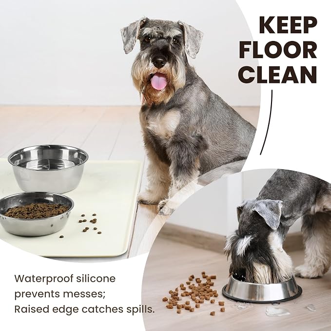 VIVAGLORY Dog Food Mat Flexmat Dog Bowl Mat, Placemat Food Tray - Image 2