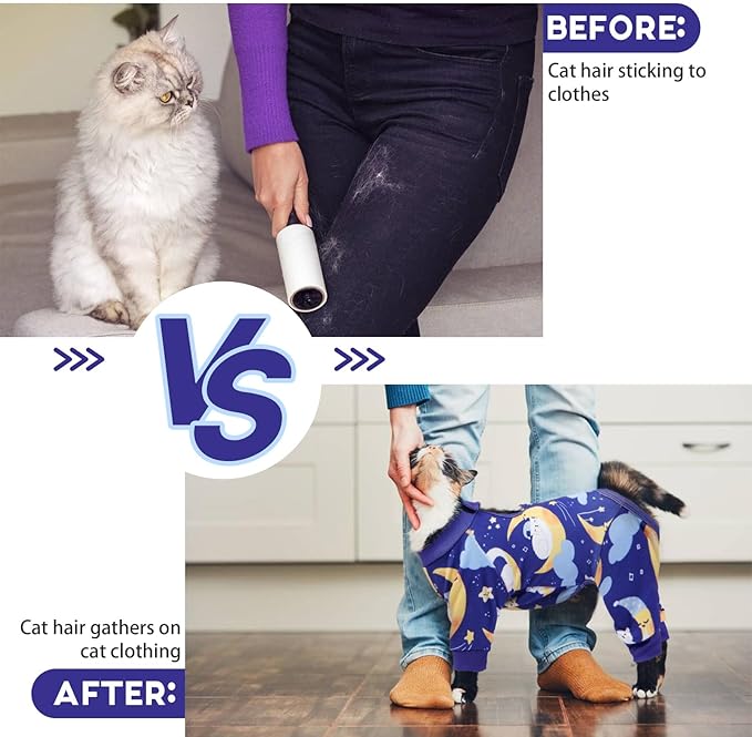 QBLEEV Cat Onesie for Cats After Surgery, Sticky Hair Cat Pajamas for Cats Only - Image 6