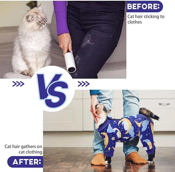 QBLEEV Cat Onesie for Cats After Surgery, Sticky Hair Cat Pajamas for Cats Only - Image 6