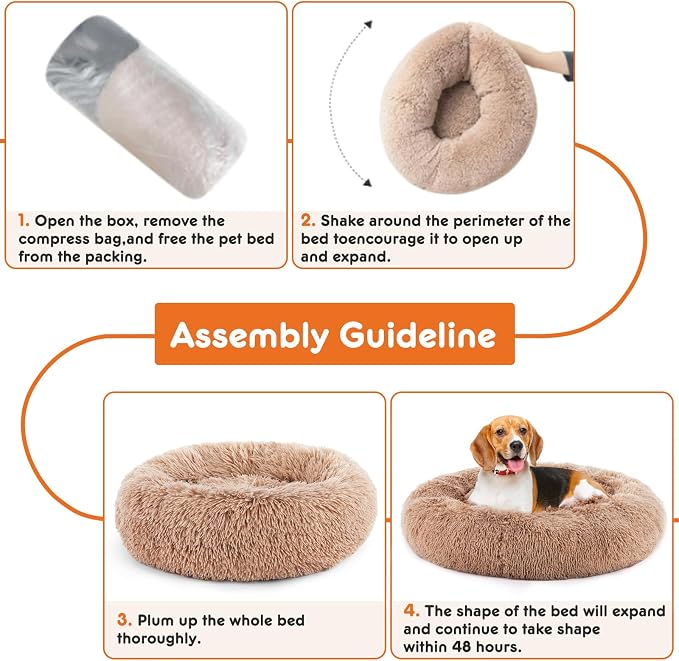 Sweetcrispy Donut Dog Bed, Large Round Calming Cat Bed - Image 4