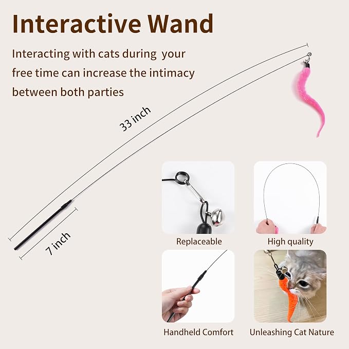 Interactive Cat Toys, 1 Interactive Wand, 8 Assorted Teaser Refills and 3 - Image 5
