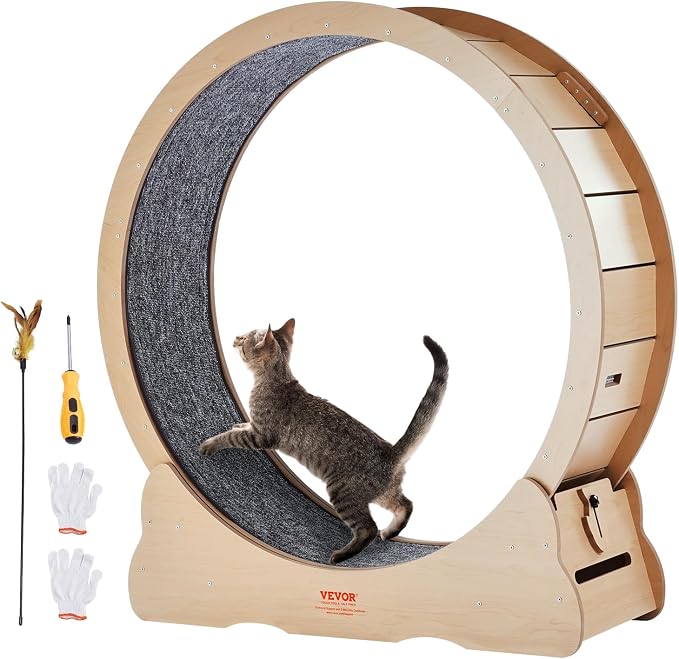 VEVOR Wooden Cat Exercise Wheel, 43.3" Large Cat Treadmill Wheel by VEVOR