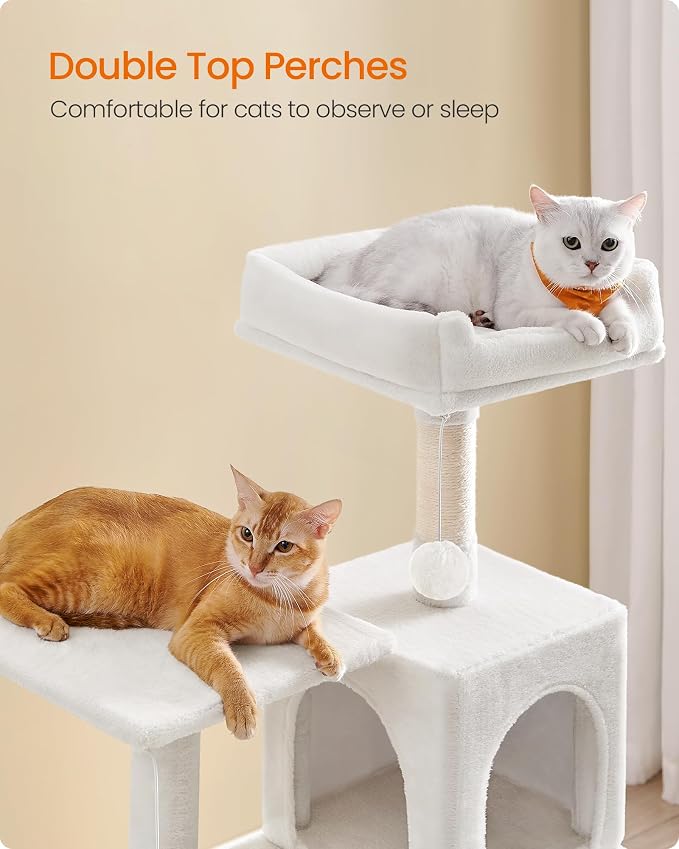 Feandrea Cat Tree, 55.1-Inch Cat Tower, Plush Multi-Level Condo - Image 3