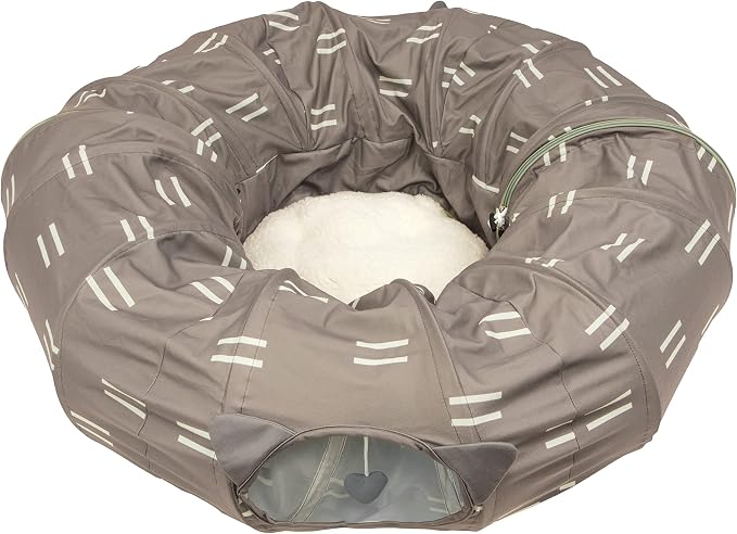 Kitty City Large Cat Tunnel Bed, 2-in-1 Zip-Together Cat Play Tunnel & Plush by KittyCity