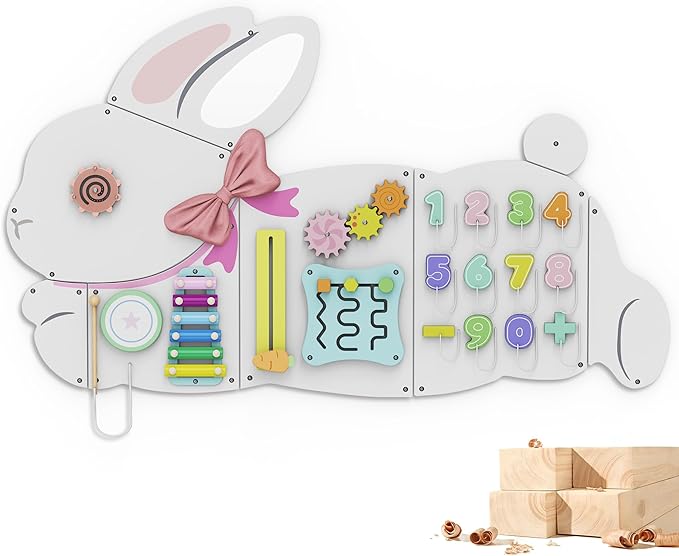 BlueWood Wooden Wall Busy Board Panels, Toddler Learning Activity Center by BlueWood