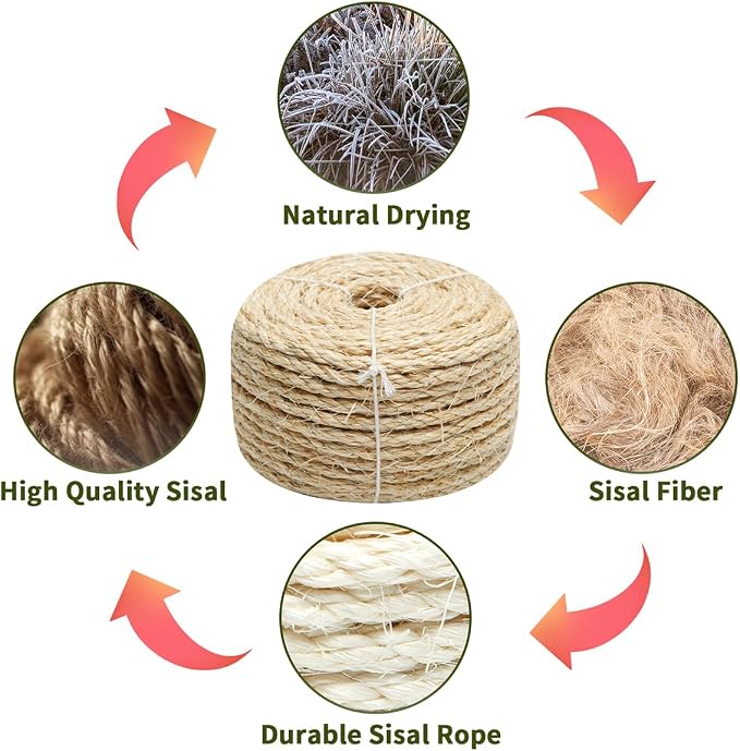 Natural Sisal Rope 1/4 Inch by 49-Feet - Image 4