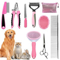Dog Brush & Grooming Kit – 9-Piece Pet Brush & Deshedding Set by Aiolpy