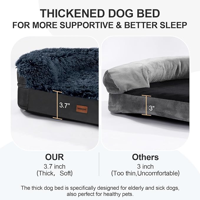 Black Orthopedic Dog Beds for Extra Large Dogs, Removable Washable Cover - Image 3