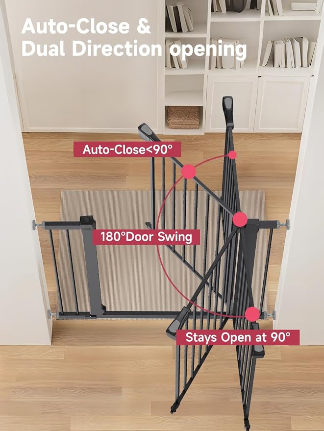 Baby Gate for Stairs, 29.5-40.5" Dog Gate for Doorways, Walk Thru Auto Close - Image 3