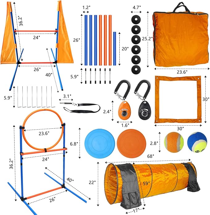 Premium Dog Agility Training Set Outdoor Indoor Game, Tire Jump + Hurdle Jump - Image 2