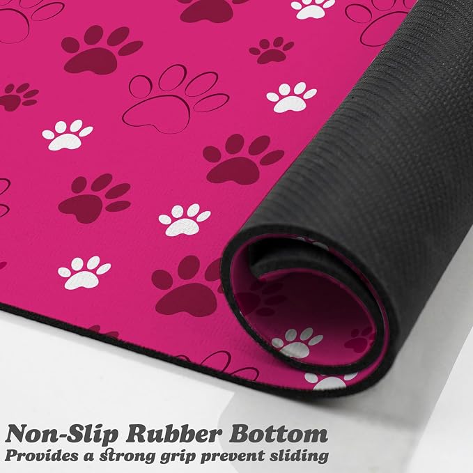 Dog Food Mat, Absorbent Water Bowl Mats Cat Pet Feeding Placemats Pink 12 * 20 - Image 3