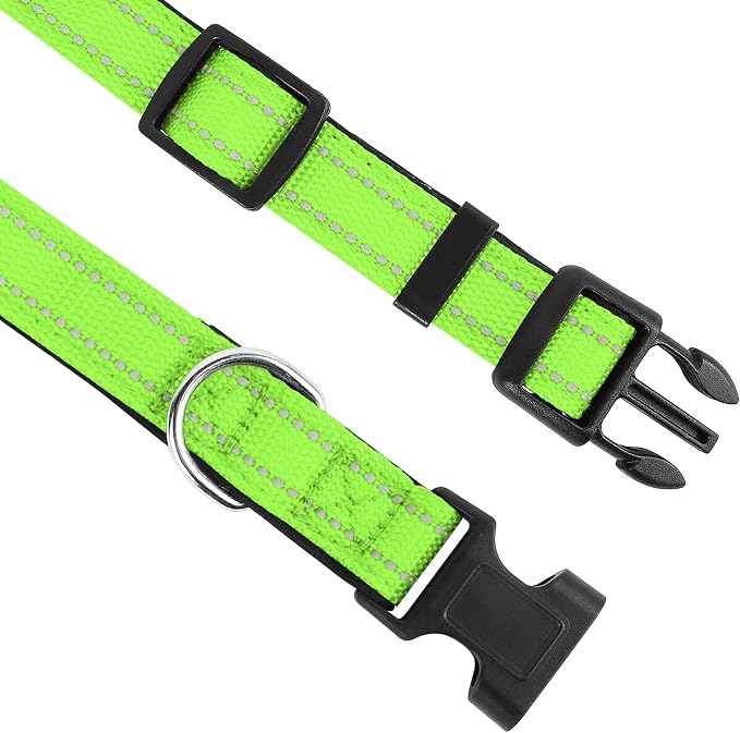 Reflective Dog Collar, Adjustable Soft Neoprene Padded Nylon Pet Collars