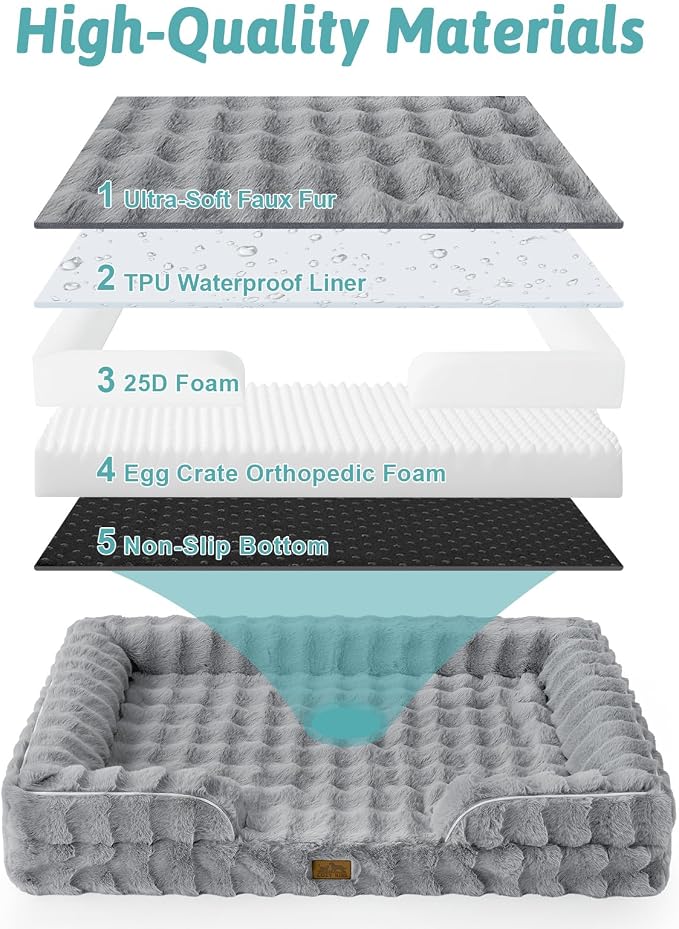Orthopedic Dog Bed for Large Size Dog, Soft and Warm Faux Fur Extra Large Sofa - Image 8