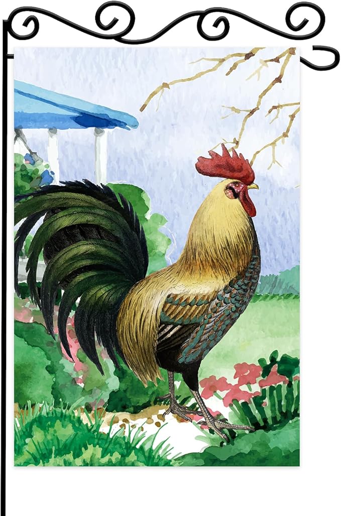 Chicken on the Grass Garden Flag, Farm Life Flag, Welcome Garden Yard Flag by WPCTYQ