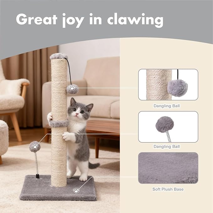 MECOOL Cat Scratching Post Premium Basics Kitten Scratcher Sisal Scratch Posts - Image 2