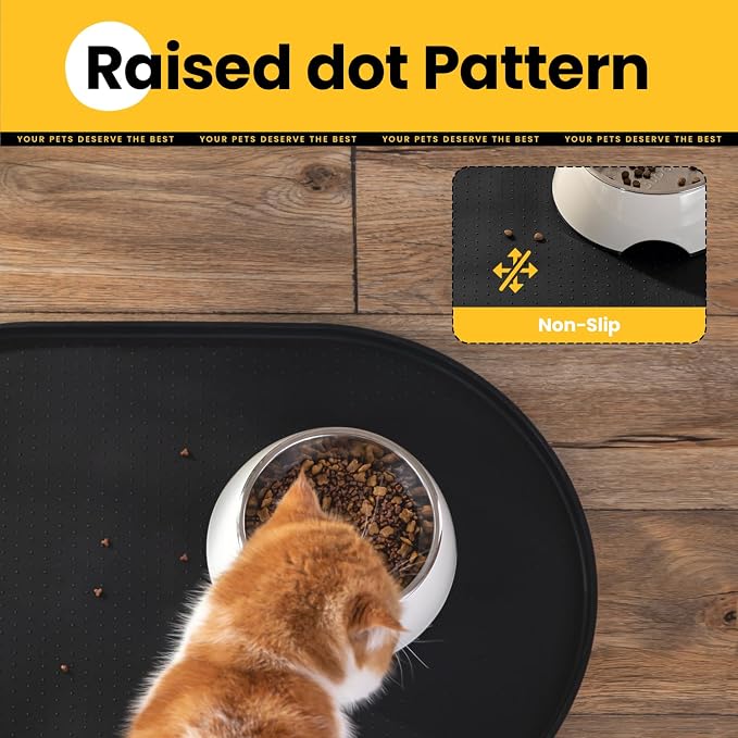 Dog Food Mat, 1/2 Inch Raised Edges Cat Dog Feeding Mat - Image 8