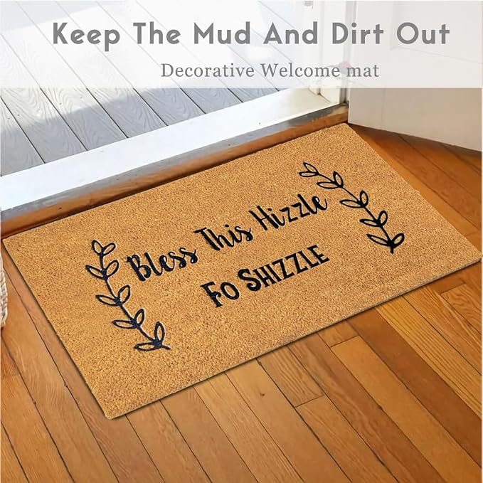 Door mat Outside Entrance, Bless This Hizzle Fo Shizzle Coir Front Door Mat - Image 2