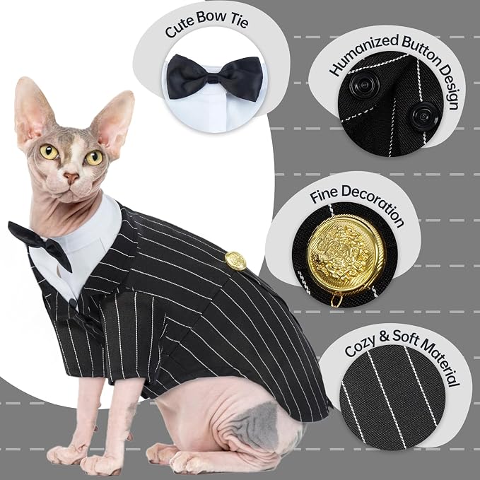 QBLEEV Cat Tuxedo Suit, Sphynx Cat Suit - Image 4