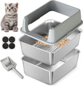 Stainless Steel Sifting Litter Box by TIUUBT