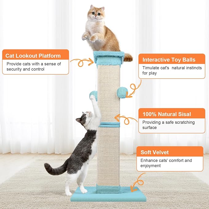 Cat Scratching Post 33 Inch Nature Sisal Cat Scratch Post - Image 4