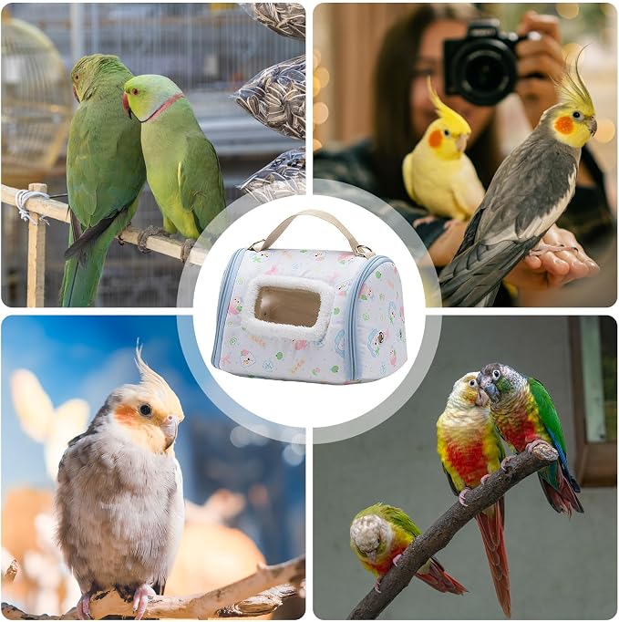 Portable Bird Travel Carrier, 23.5x18x16cm, Warm Parrot Transport Bag - Image 4