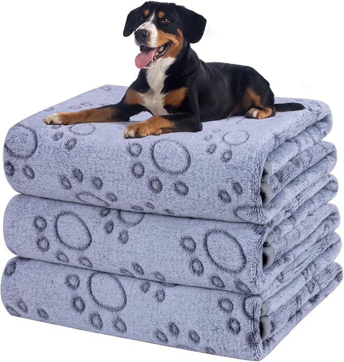 Dono 1 Pack 3 Dog Blankets, Soft Fluffy Fleece Pet Blanket Warm Sleep Mat Paw by Dono