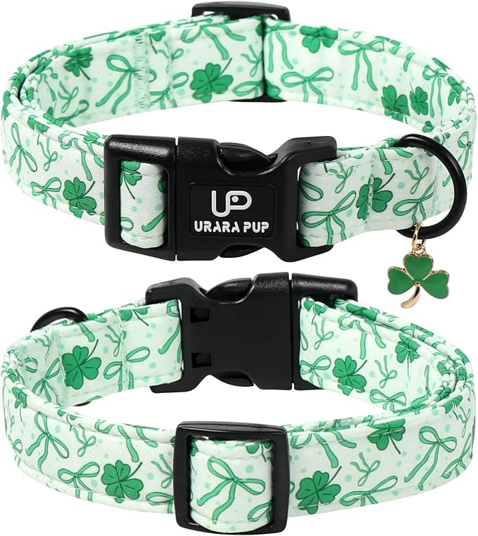 St. Patrick's Day Dog Collar, UP URARA PUP Shamrock Adjustable Pet Collar - Image 2