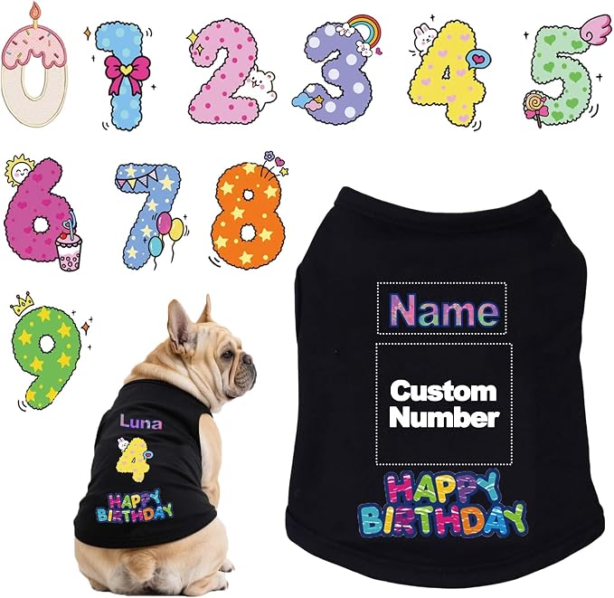 Custom Dog Birthday Shirt, Personalized Pet Apparel Print by Unknown