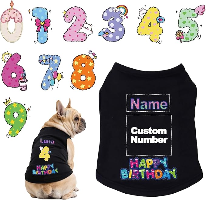 Custom Dog Birthday Shirt, Personalized Pet Apparel Print by Unknown