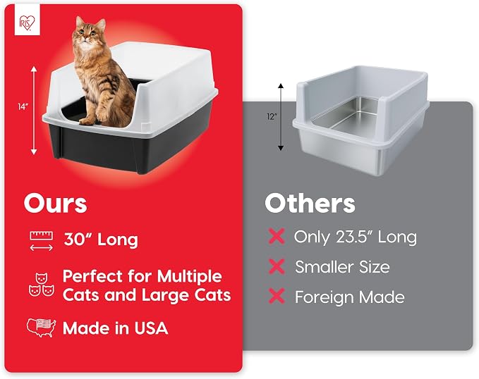 IRIS USA XX-Large Cat Litter Box, Open Top Extra Large Litter Box - Image 6