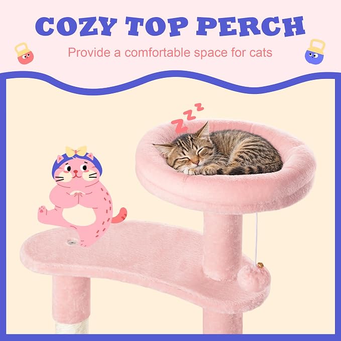 Allewie 55.5 in Cat Tree for Indoor Kitties/Soft Plush Perches/Multi-Level Cat - Image 3
