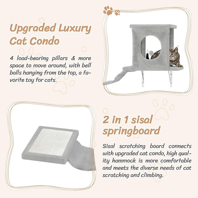 NUNU LAB Cat Wall Shelves Set, Scratching Post, Wall Shelves - Image 4