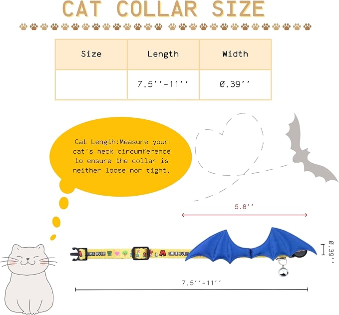 1 PC Bat Wing Cat Collar with Bell, Adjustable Kitten Collar with Safety - Image 4