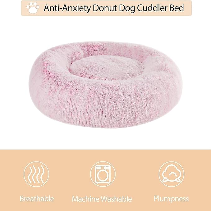 WNPETHOME Calming Dog Bed for Large Dogs, Anti-Anxiety Donut Pet Bed, Fluffy - Image 3