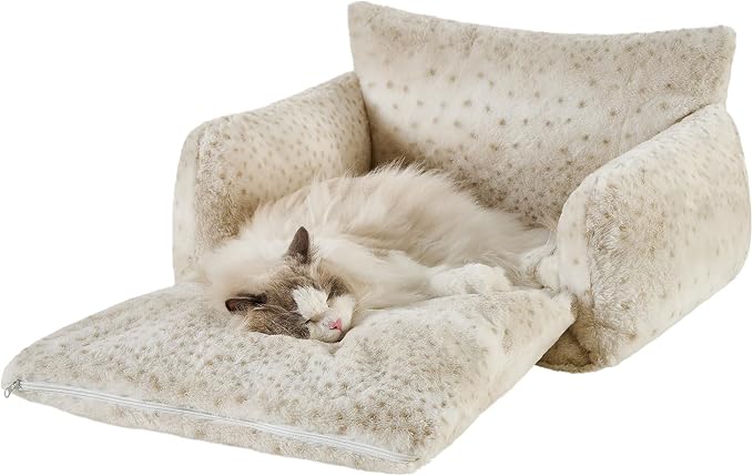Hollypet Cat Bed Fluffy Plush Mutifuctional Double-Layer Soft Pet Couch - Image 2