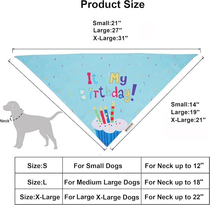 ADOGGYGO Dog Birthday Bandana Scarf and Blue Boy Pet Birthday Party Hat - Image 4