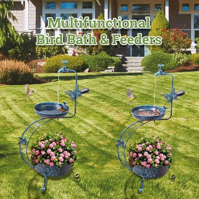 VEWOGARDEN Vintage Solar Bird Bath - Image 2