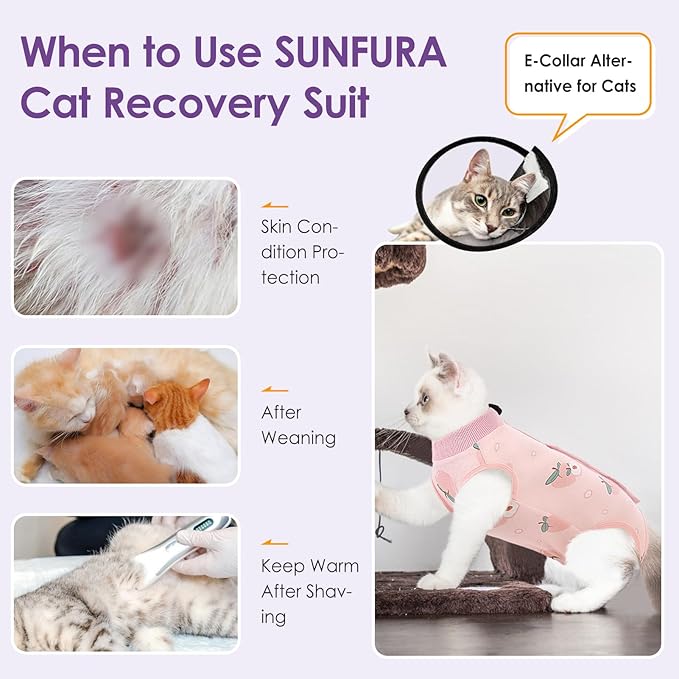 SUNFURA Cat Recovery Suit, Kitten Surgical Full Bodysuit - Image 5
