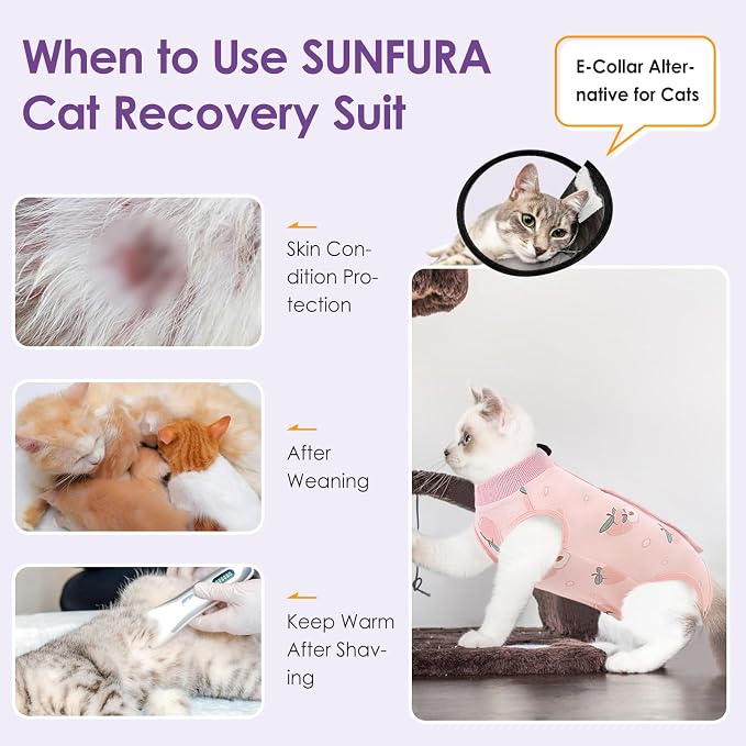 SUNFURA Cat Recovery Suit, Kitten Surgical Full Bodysuit - Image 5