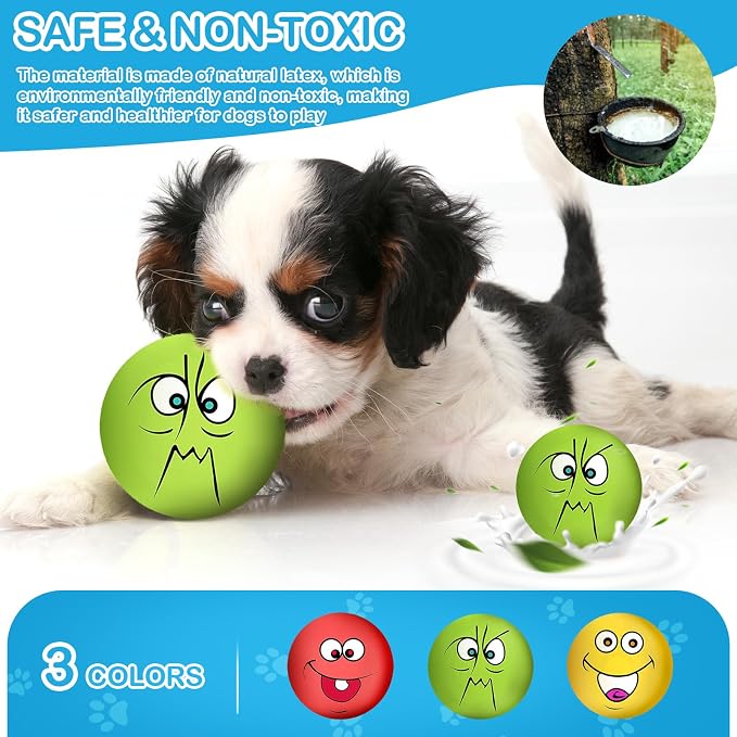 3.14" Squeaky Dog Toys Funny Smile Face Chewing Latex Rubber Soft Fetch Play - Image 2