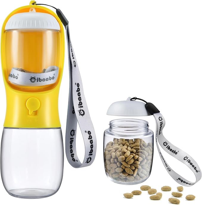 Dog Water Bottle with Food Container, Travel Puppy Water Bowl, Portable Pet by Cibaabo