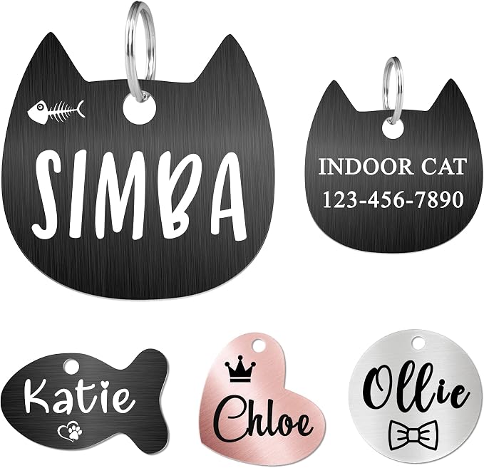 Ultra Joys Cat ID Tag Personalized Pet Tags, Durable Stainless Steel Small Pet by UltraJoys