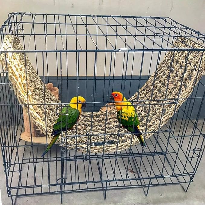 2Pcs Bird Seagrass Mat 30 × 7" Natural Grass Woven Net Hammock - Image 5