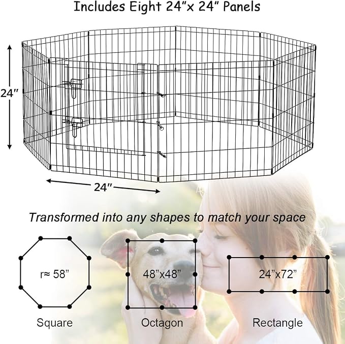 Artmeer Pet Playpen Puppy Playpen Kennels Dog Fence Exercise Pen Gate Fence - Image 7