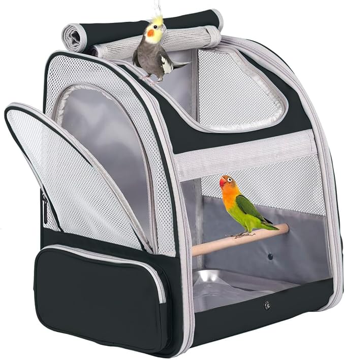 Bird Backpack Carrier with Stand Perch, Bird Travel Backpack by ORIZZP