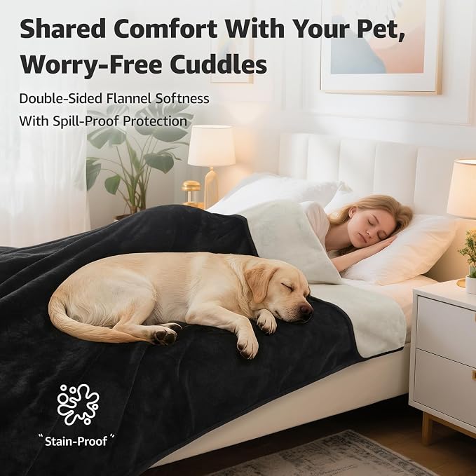 LOOBANI Waterproof Blanket for Bed: Reversible Soft Flannel King Size Bed - Image 2